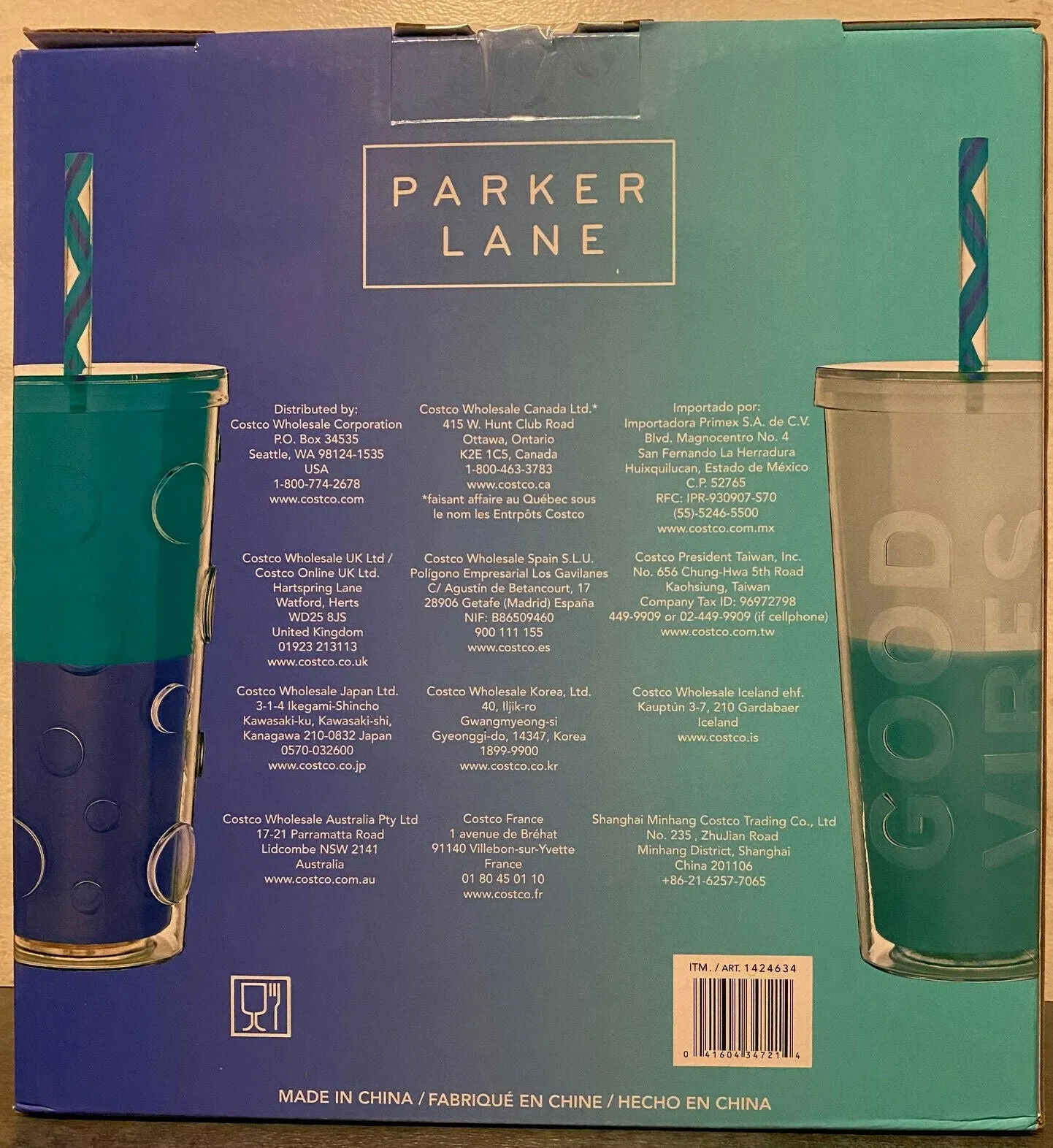 Parker Lane Color Changing Double Wall Straw Tumblers, 22OZ (White & Blue available)