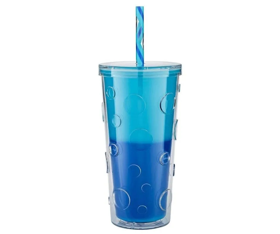 Parker Lane Color Changing Double Wall Straw Tumblers, 22OZ (White & Blue available)