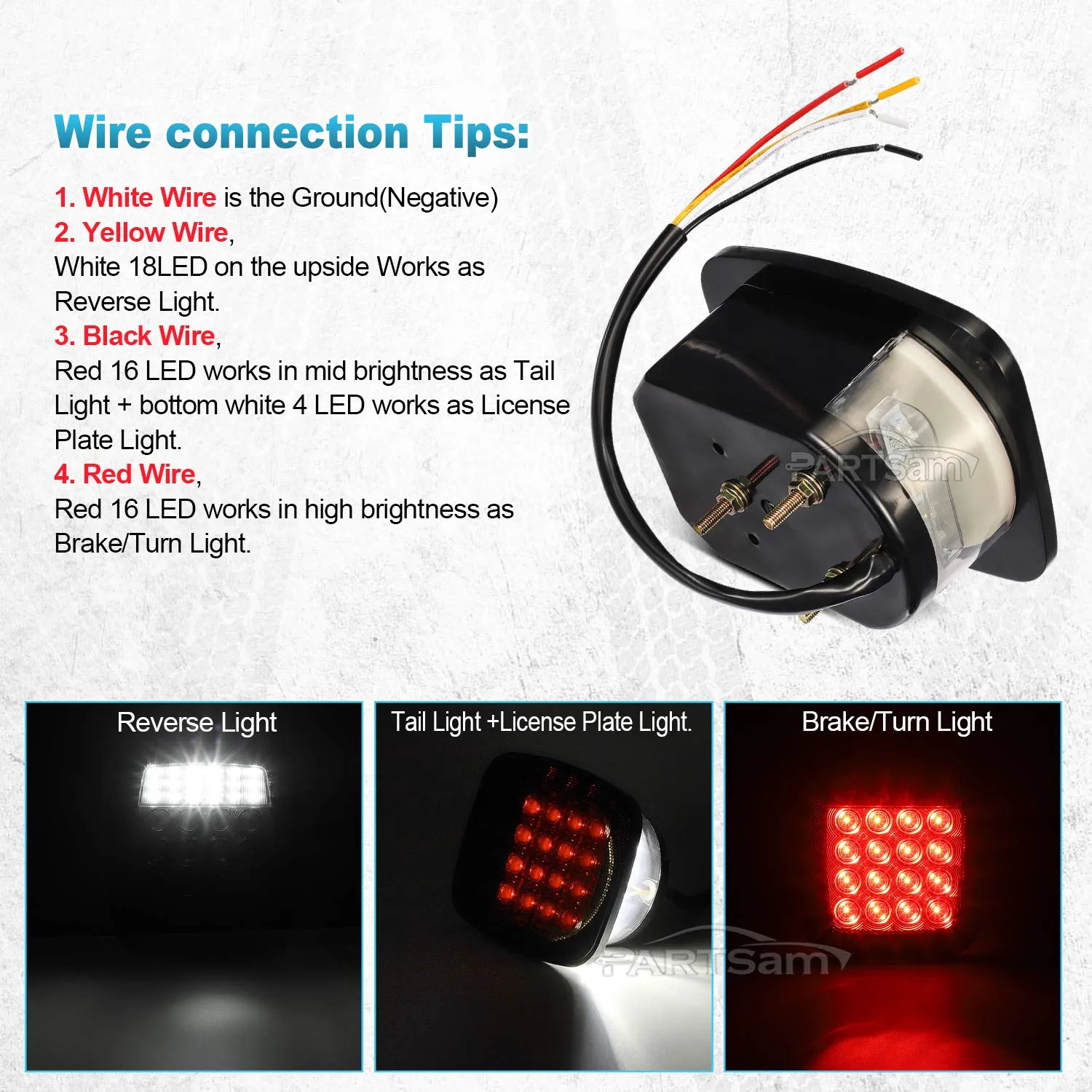 Partsam Smoked Square LED Signal Tail Lights for Jeep