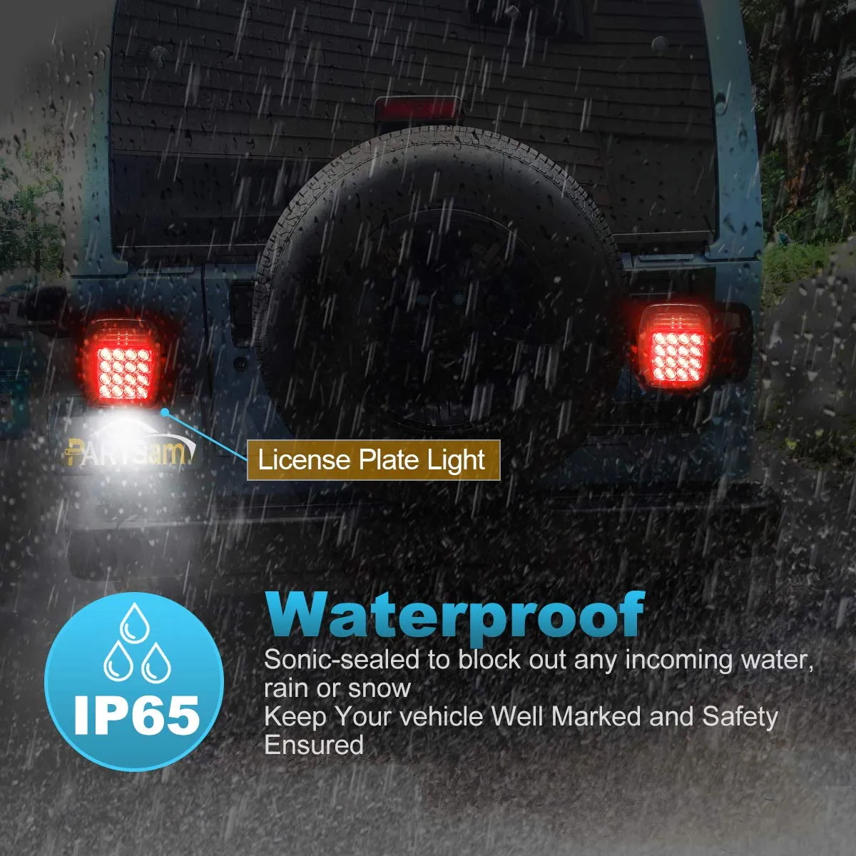 Partsam Smoked Square LED Signal Tail Lights for Jeep