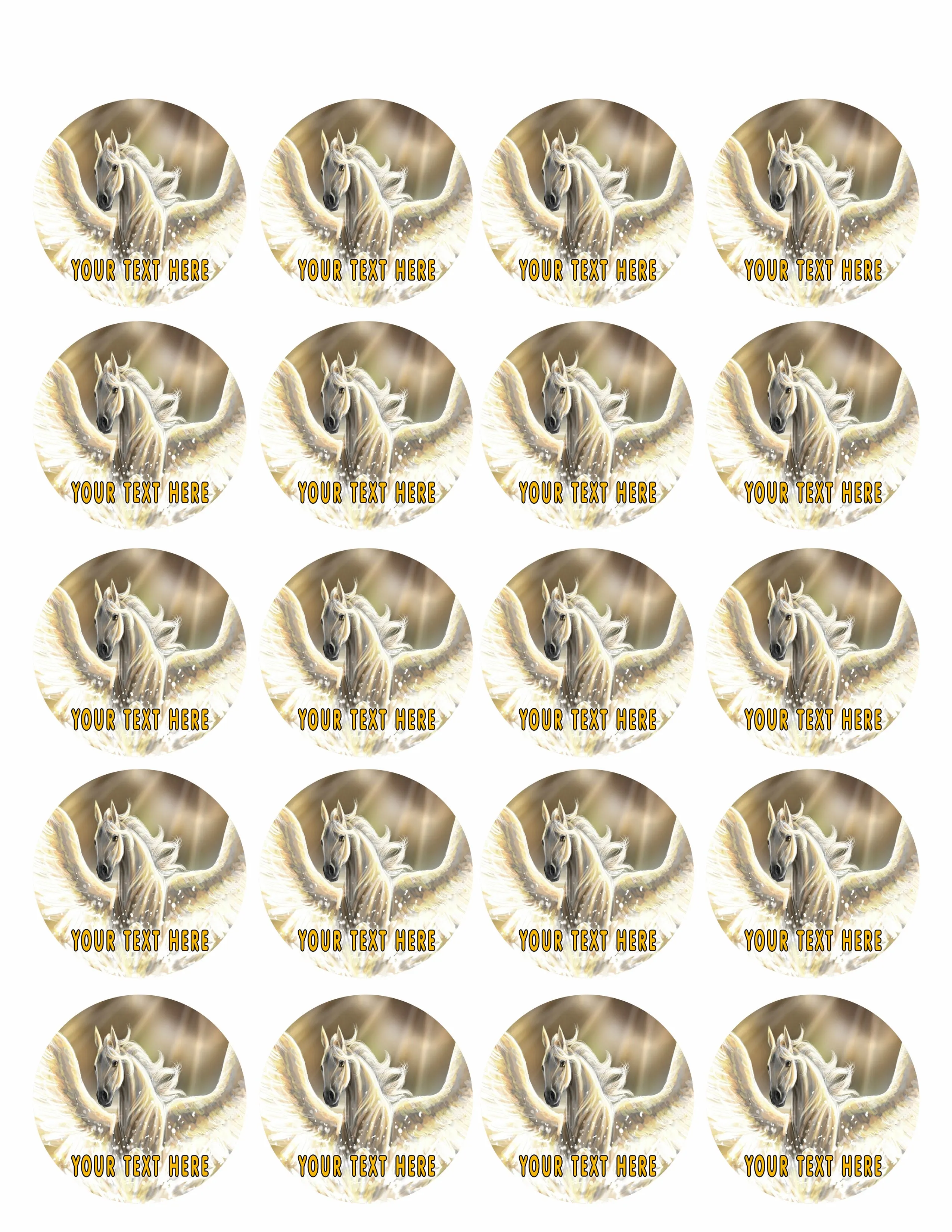Pegasus - Edible Cake Topper, Cupcake Toppers, Strips