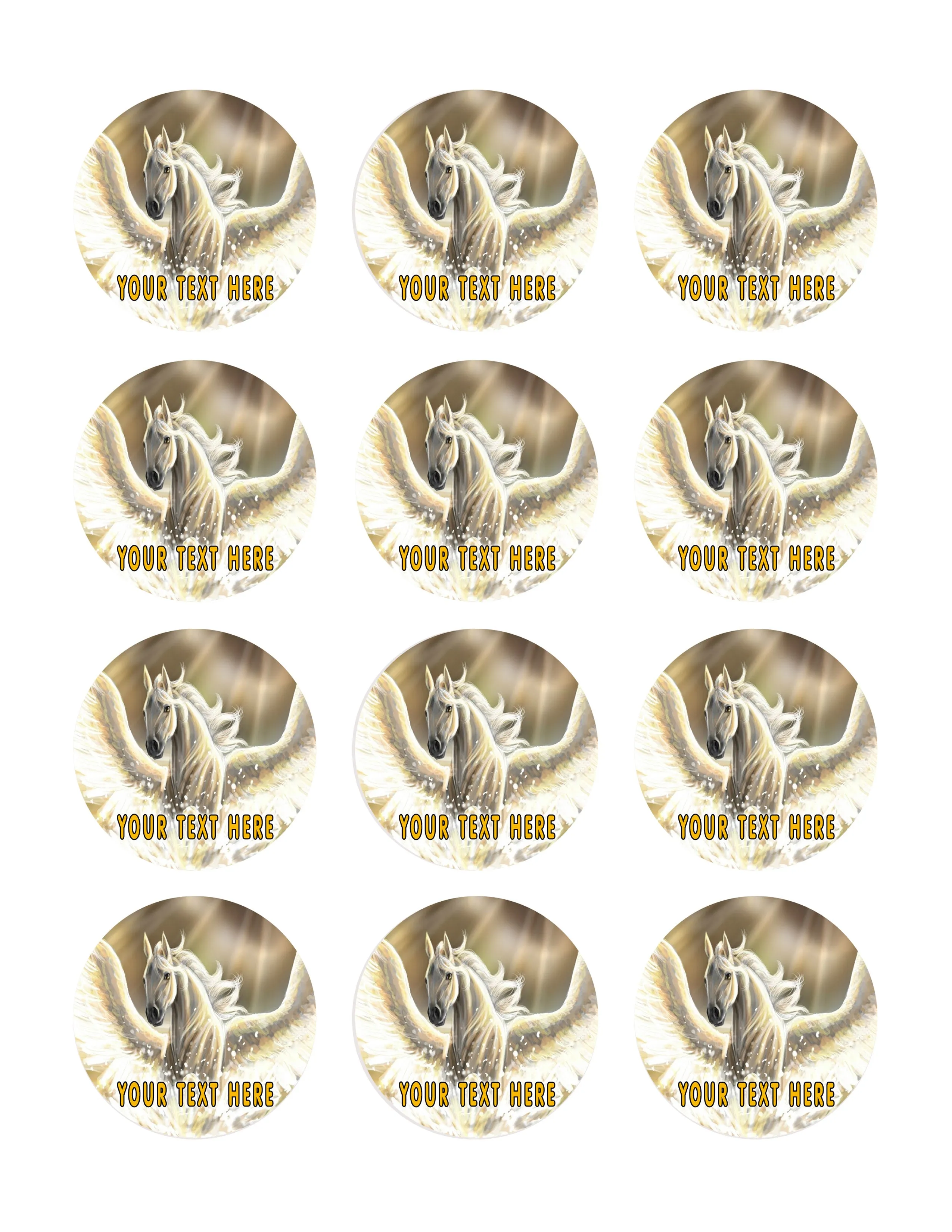 Pegasus - Edible Cake Topper, Cupcake Toppers, Strips