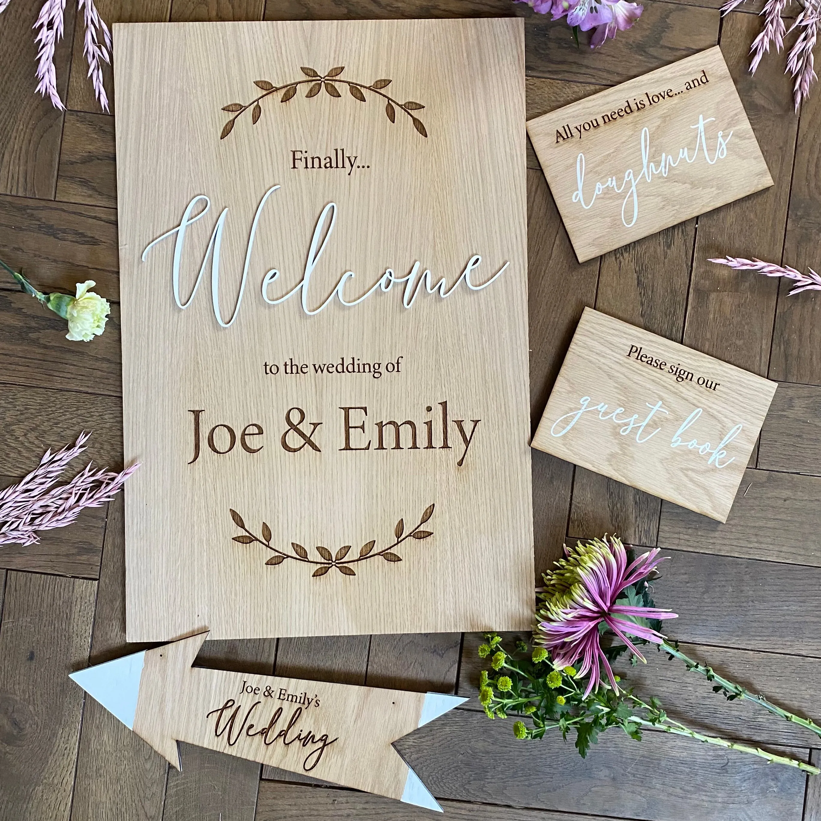 Personalised Wedding Wooden Sign Bundle