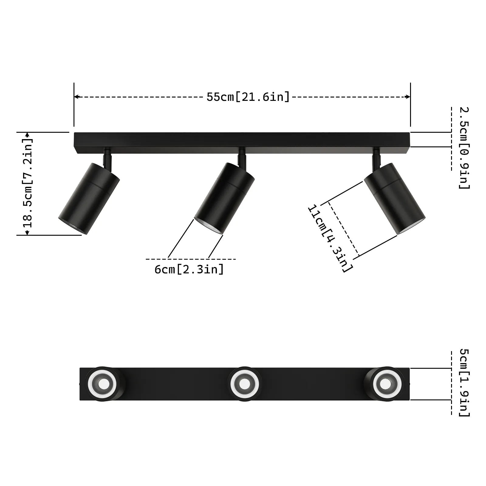 PILLAR 3-Light Adjustable Spotlights Outdoor Wall Light Garage IP65 GU10 base