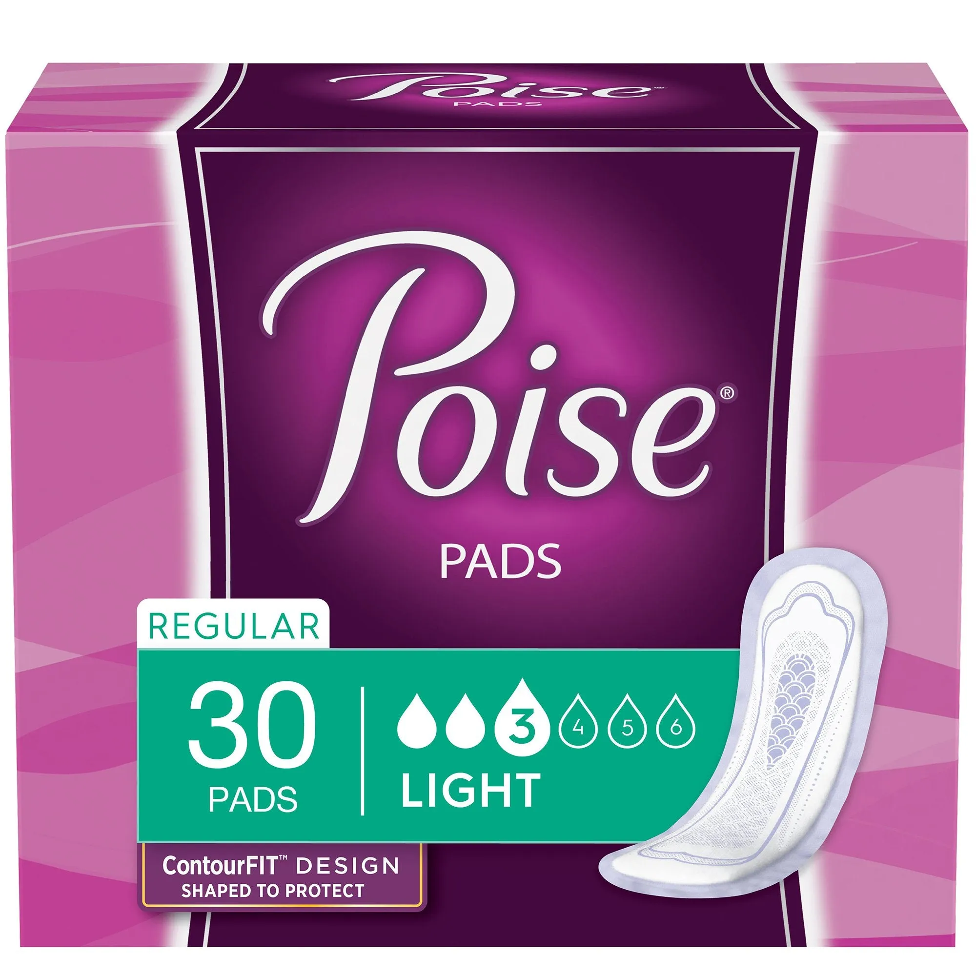 Poise Bladder Control Pads, Light Absorbency, Regular Length