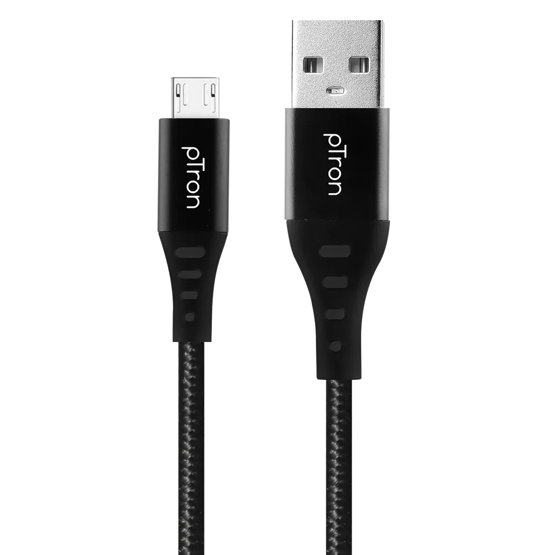 pTron Solero MB301 3A Micro USB Data & Charging Cable, Made in India, 480Mbps Data Sync, Strong & Durable 1.5 m Nylon Braided USB Cable for Micro USB Devices - (Black)