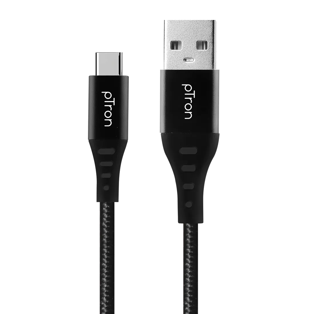 pTron Solero TB301 3A Type-C Data & Fast Charging Cable, Made in India, 480Mbps Data Sync, Strong & Durable 1.5 m Nylon Braided USB Cable for Type-C Devices - (Black)