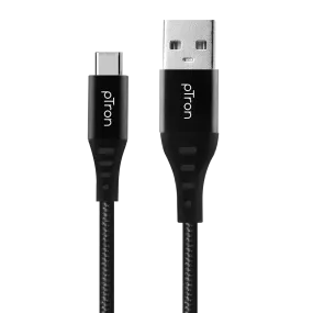 pTron Solero TB301 3A Type-C Data & Fast Charging Cable, Made in India, 480Mbps Data Sync, Strong & Durable 1.5 m Nylon Braided USB Cable for Type-C Devices - (Black)