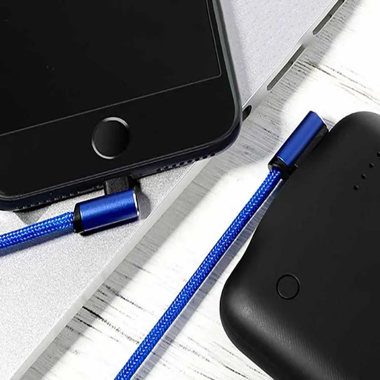 PTron Solero USB Lightning Cable - L Shape Design Sync Data Cable Charger For iOS Smartphones (Blue)