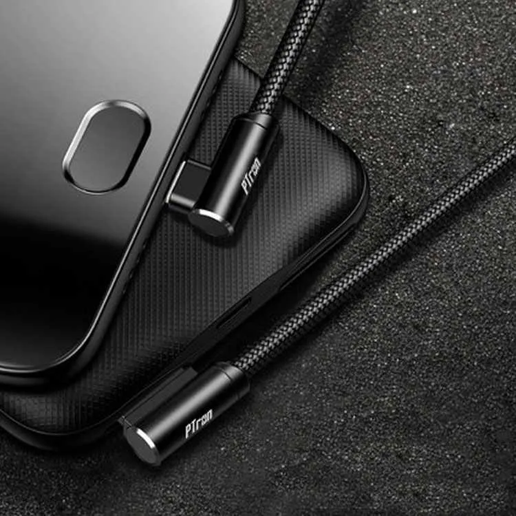 PTron Solero USB To Type C Data Cable - L Shape Design Charging Cable For All Type C Smartphones