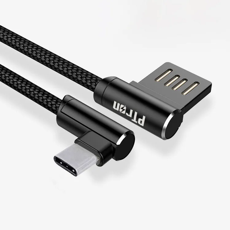 PTron Solero USB To Type C Data Cable - L Shape Design Charging Cable For All Type C Smartphones