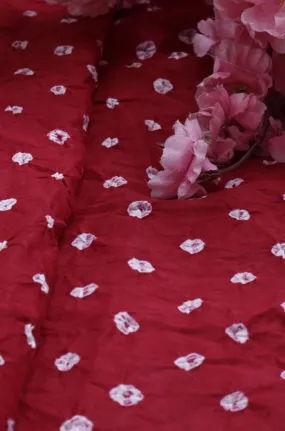 Red Bandhej Cotton Silk Top Fabric ( 0.80 Mtr )
