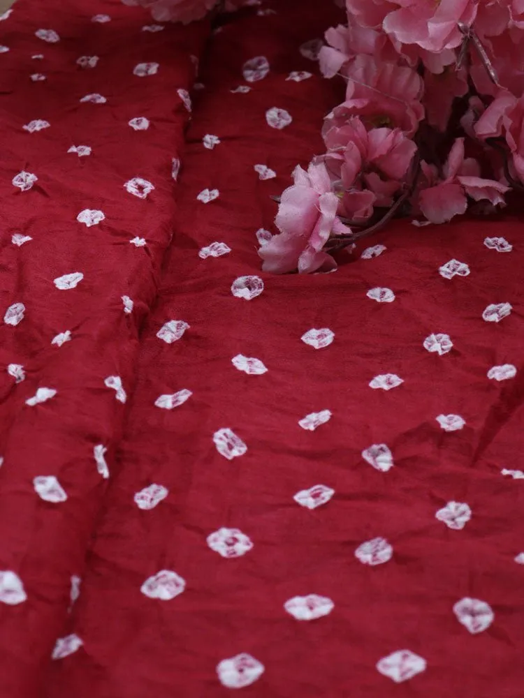 Red Bandhej Cotton Silk Top Fabric ( 0.80 Mtr )