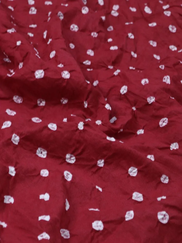 Red Bandhej Cotton Silk Top Fabric ( 0.80 Mtr )