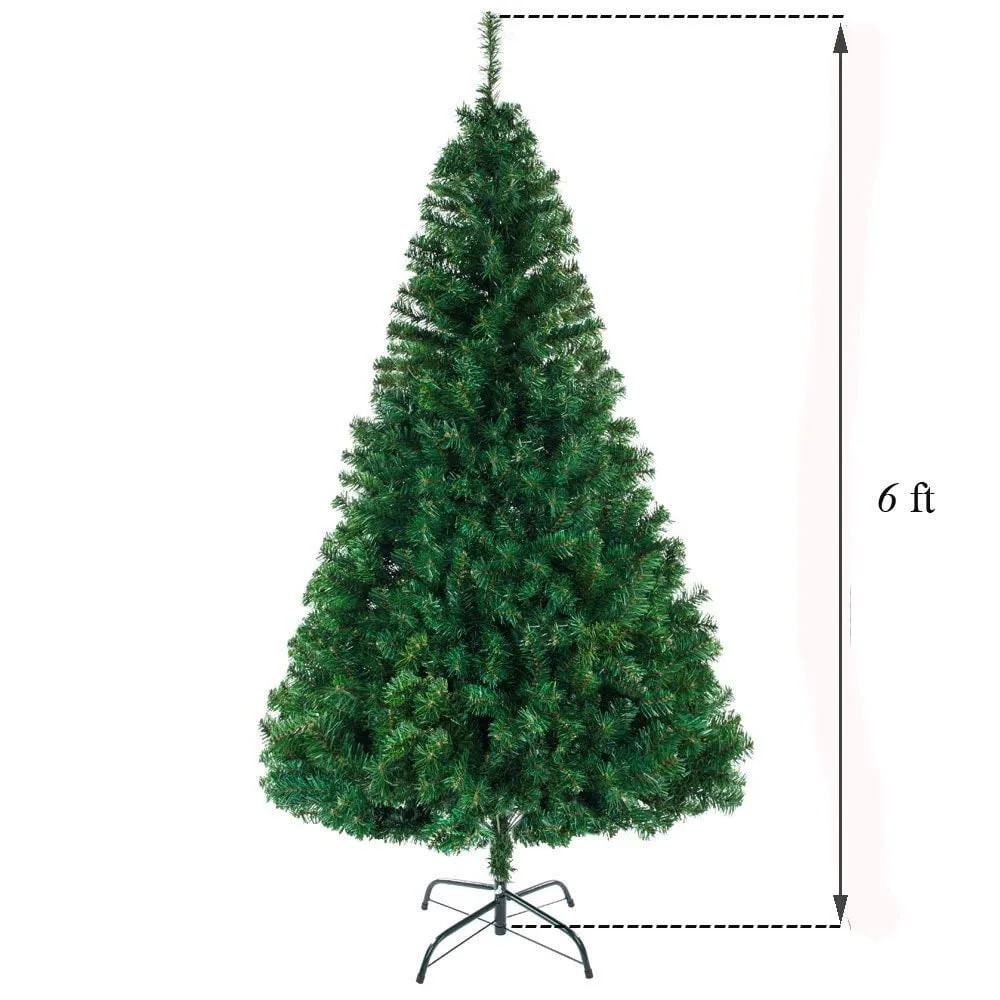 relaxed Burufy 6Ft Christmas Trees ,Artificial PVC Christmas Tree for Indoor Outdoor Xmas Holiday Decoration,Green