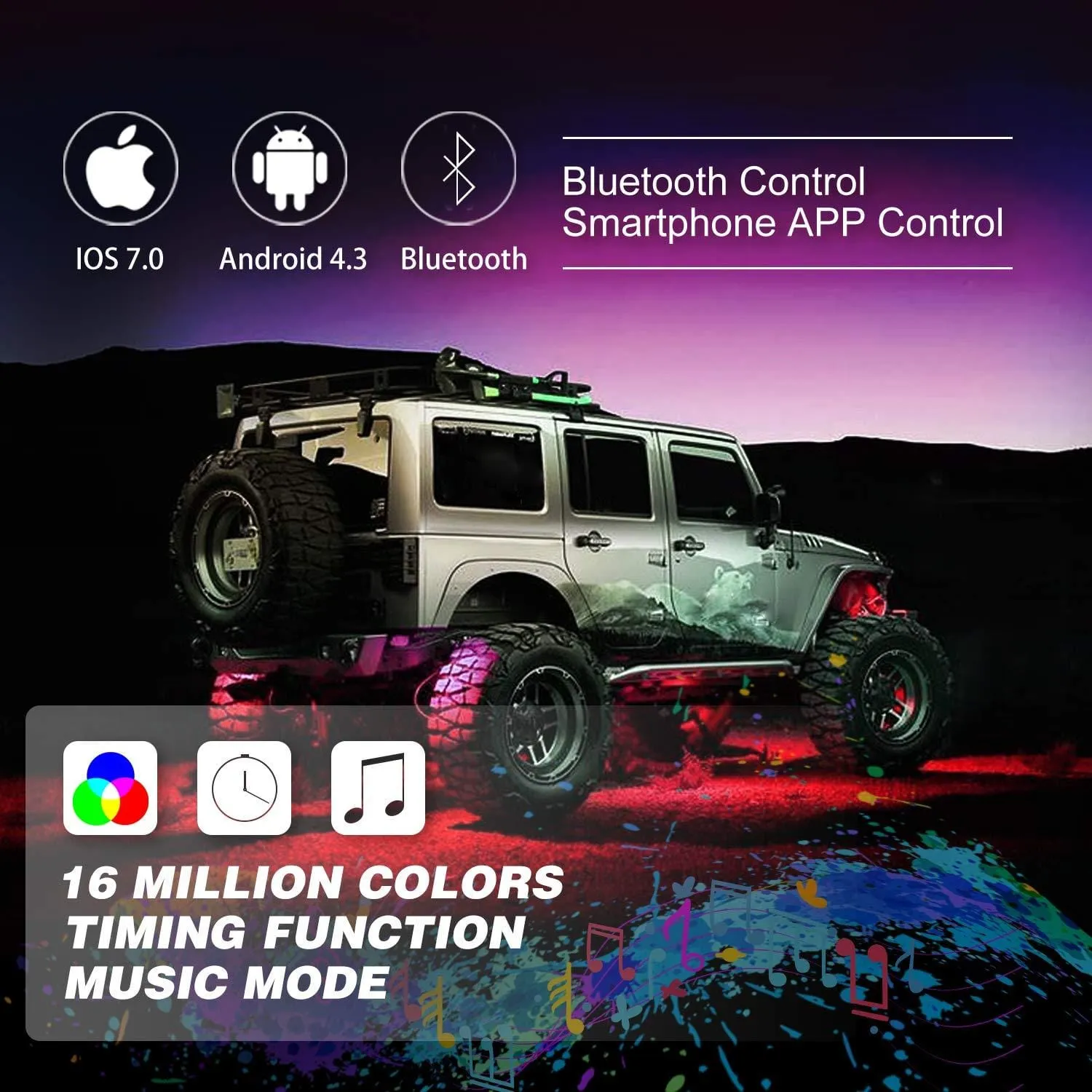 RGB LED Rock Lights, 6 Pod Lights SWATOW 4x4 Multicolor Neon LED Lights w/Bluetooth Control Underglow Trail Rig Lights Wheel Rock Lights for Truck Jeep Car ATV UTV RZR