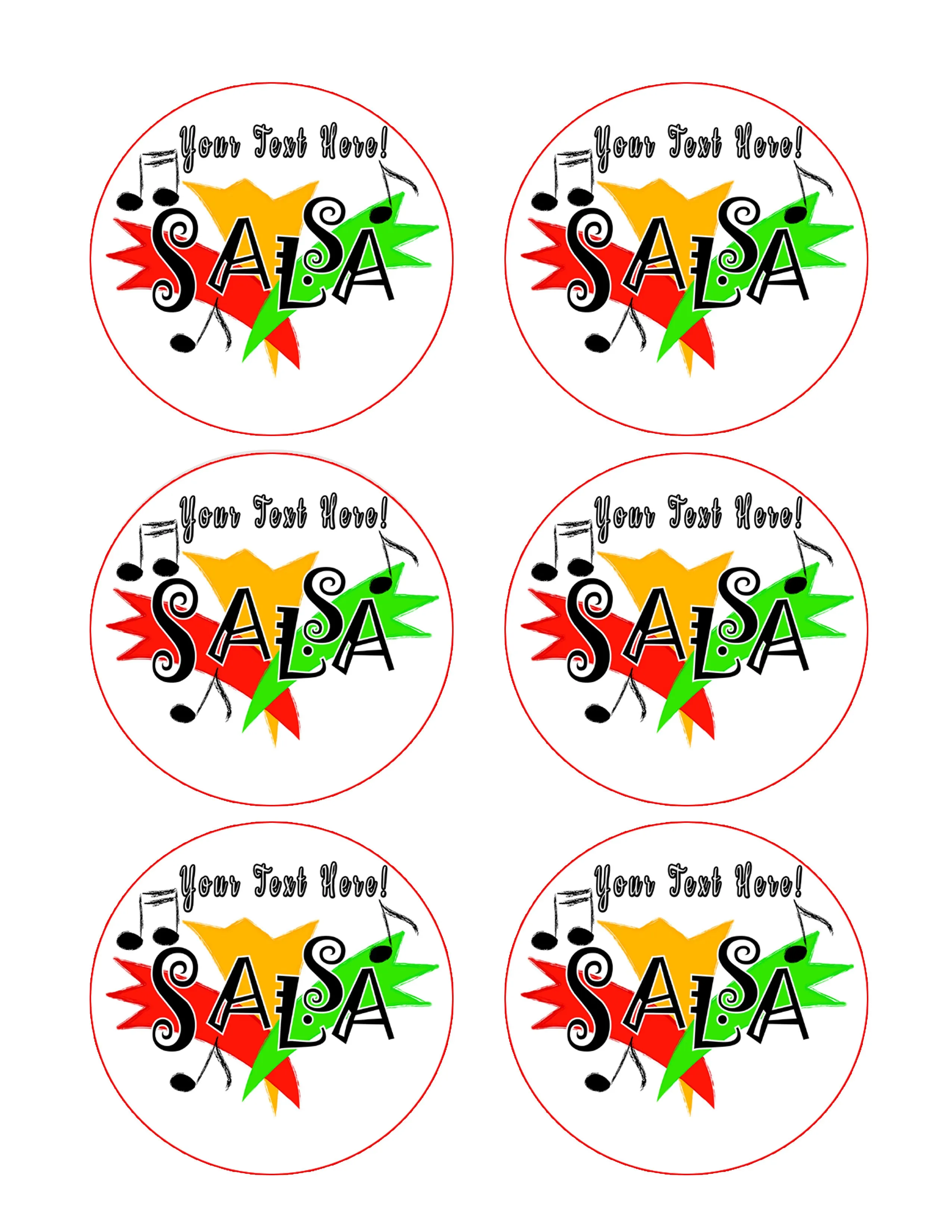 Salsa - Edible Cake Topper, Cupcake Toppers, Strips