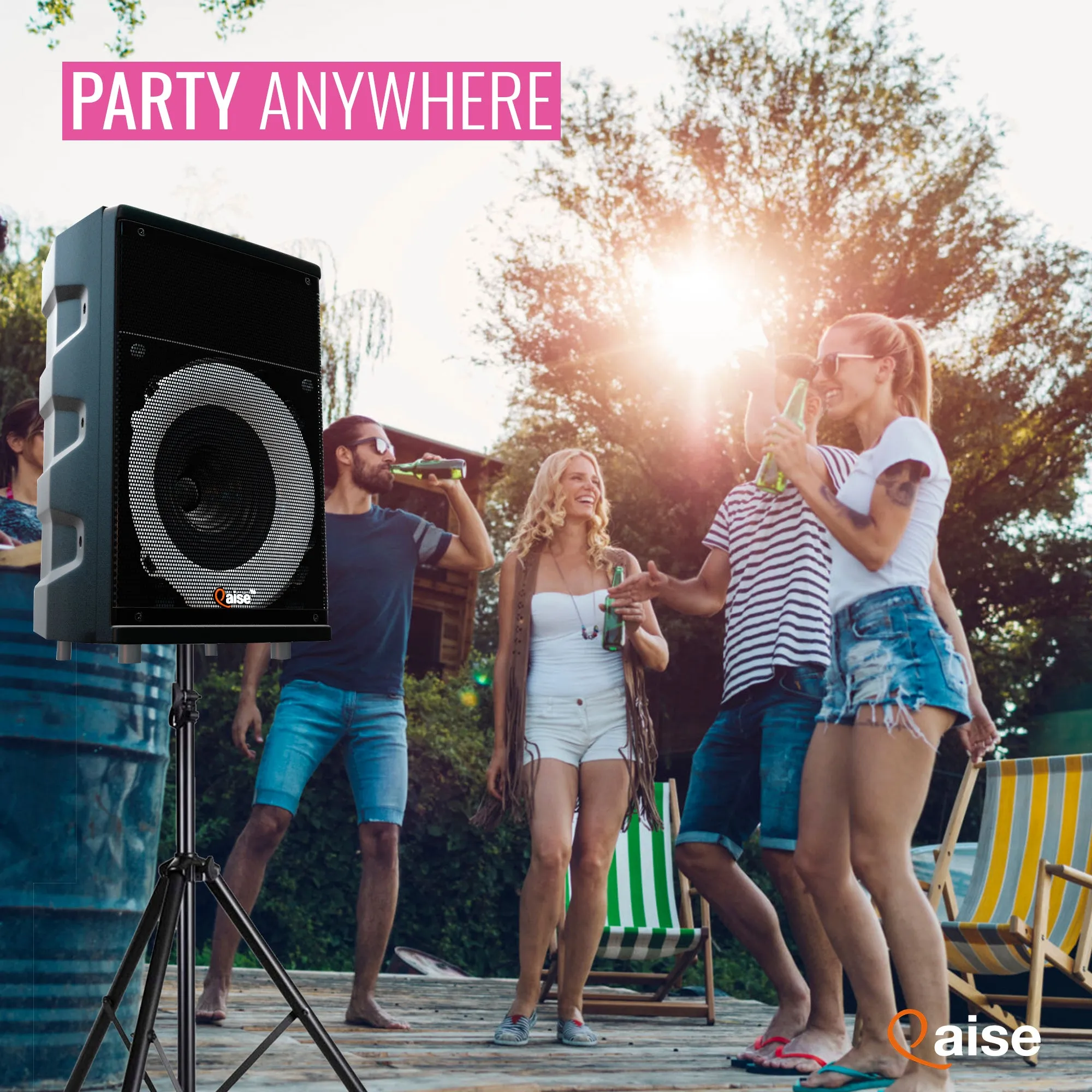 SB-801 - Wireless PA Speaker with Built-in 8” Subwoofer hitting up to 3500 Watts peak power. HD Sound System for indoor/Outdoor Parties.