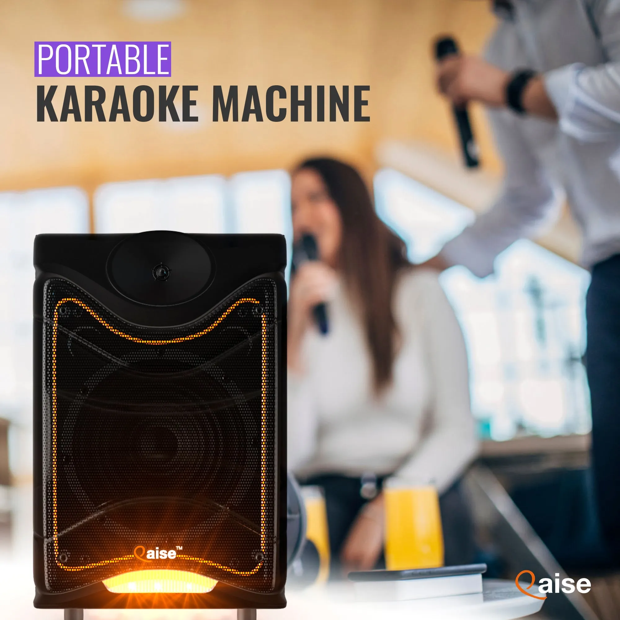 SB-802 - Wireless PA Speaker with Built-in 8” Subwoofer hitting up to 3500 Watts peak power. Portable Party Boombox