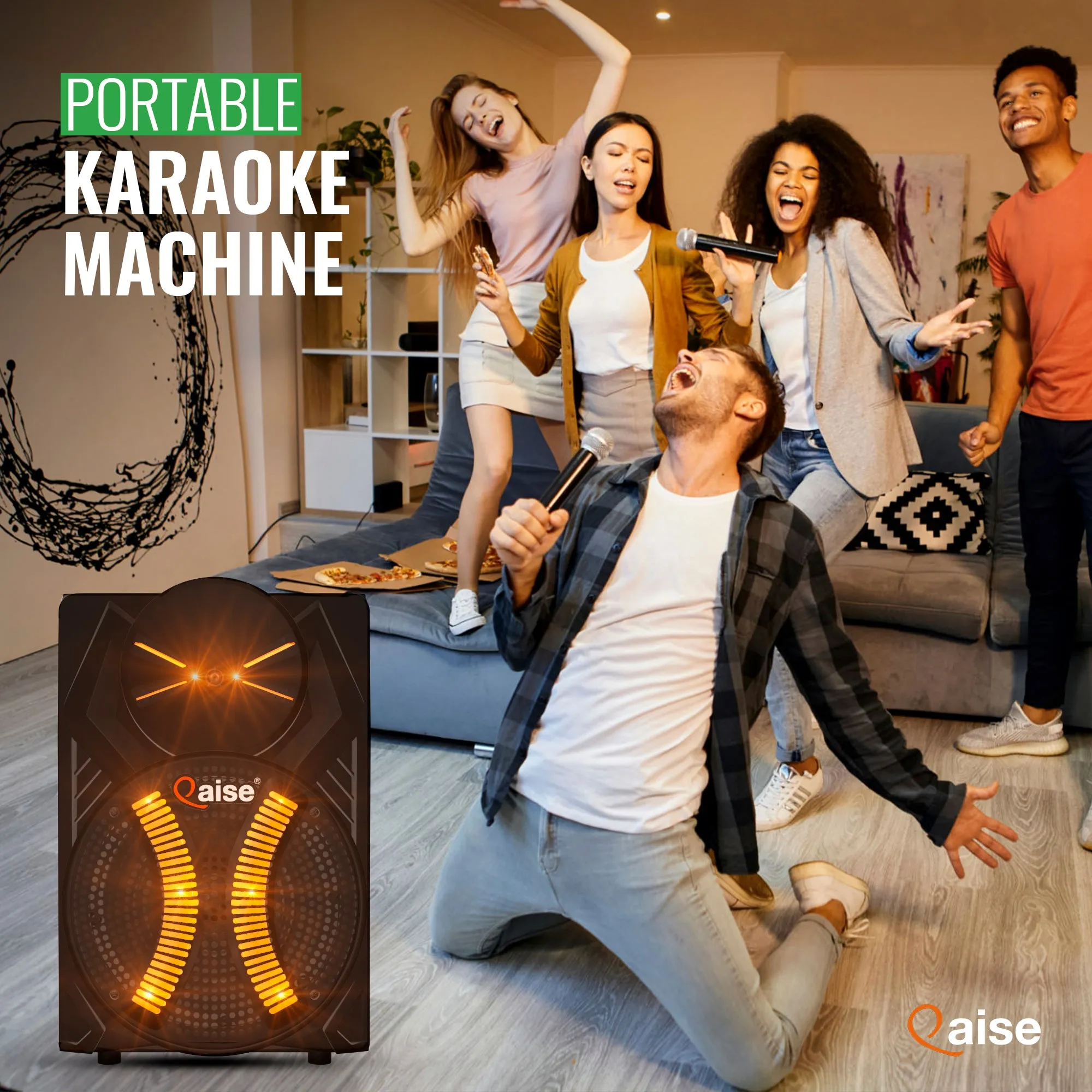 SB-803 - Wireless PA Speaker with Built-in 8” Subwoofer hitting up to 3500 Watts peak power. HD Sound System for indoor/Outdoor Parties.