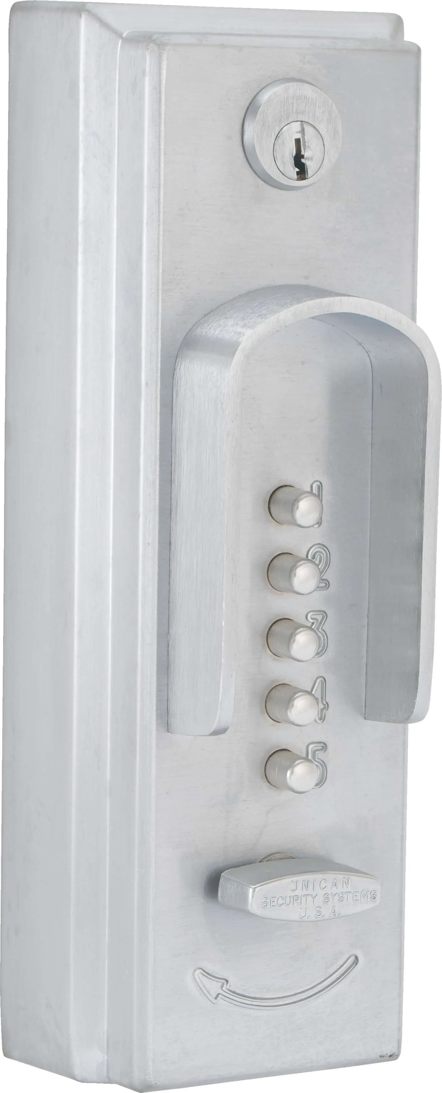 Simplex - 2015 - Mechanical Pushbutton Keyless Exit Trim Lock - Thumbturn - 2¾" Tailpiece - Satin Chrome