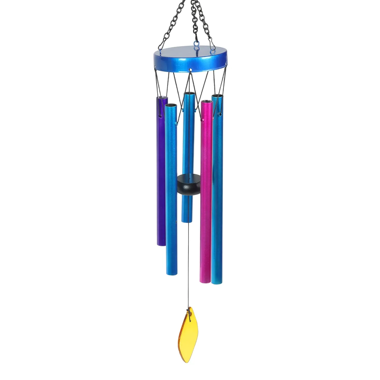 Solar Double Spinner Metal Peacock Wind Chime, 14 by 42 Inches