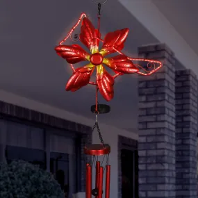 Solar Double Spinner Metal Red Cardinal Wind Chime, 16 by 42 Inches