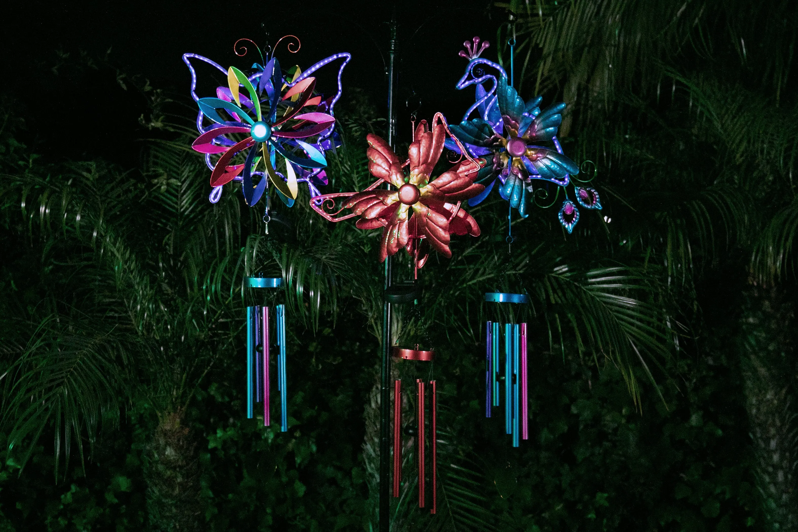 Solar Double Spinner Metal Red Cardinal Wind Chime, 16 by 42 Inches