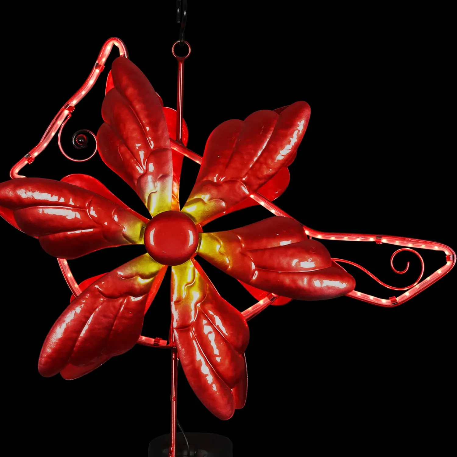 Solar Double Spinner Metal Red Cardinal Wind Chime, 16 by 42 Inches