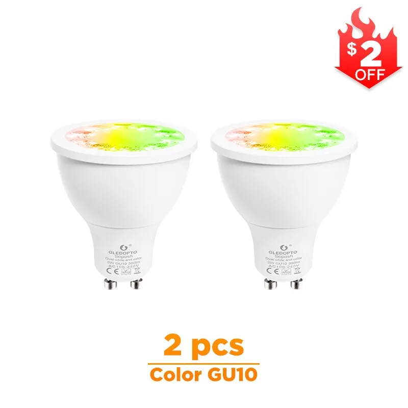 soposh dual white and color  LED  spotlight GU10  RGBW/CW  5W ZGBEE ZLL AC100-240V work with amazon echo plus LED BULB cct gu10