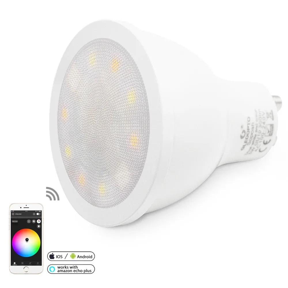 soposh dual white and color  LED  spotlight GU10  RGBW/CW  5W ZGBEE ZLL AC100-240V work with amazon echo plus LED BULB cct gu10