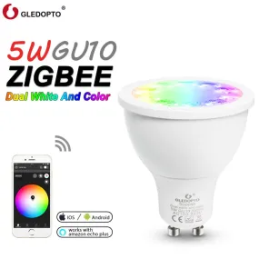 soposh dual white and color  LED  spotlight GU10  RGBW/CW  5W ZGBEE ZLL AC100-240V work with amazon echo plus LED BULB cct gu10
