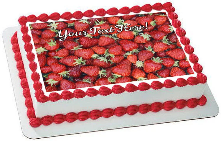 Strawberry - Edible Cake Topper, Cupcake Toppers, Strips