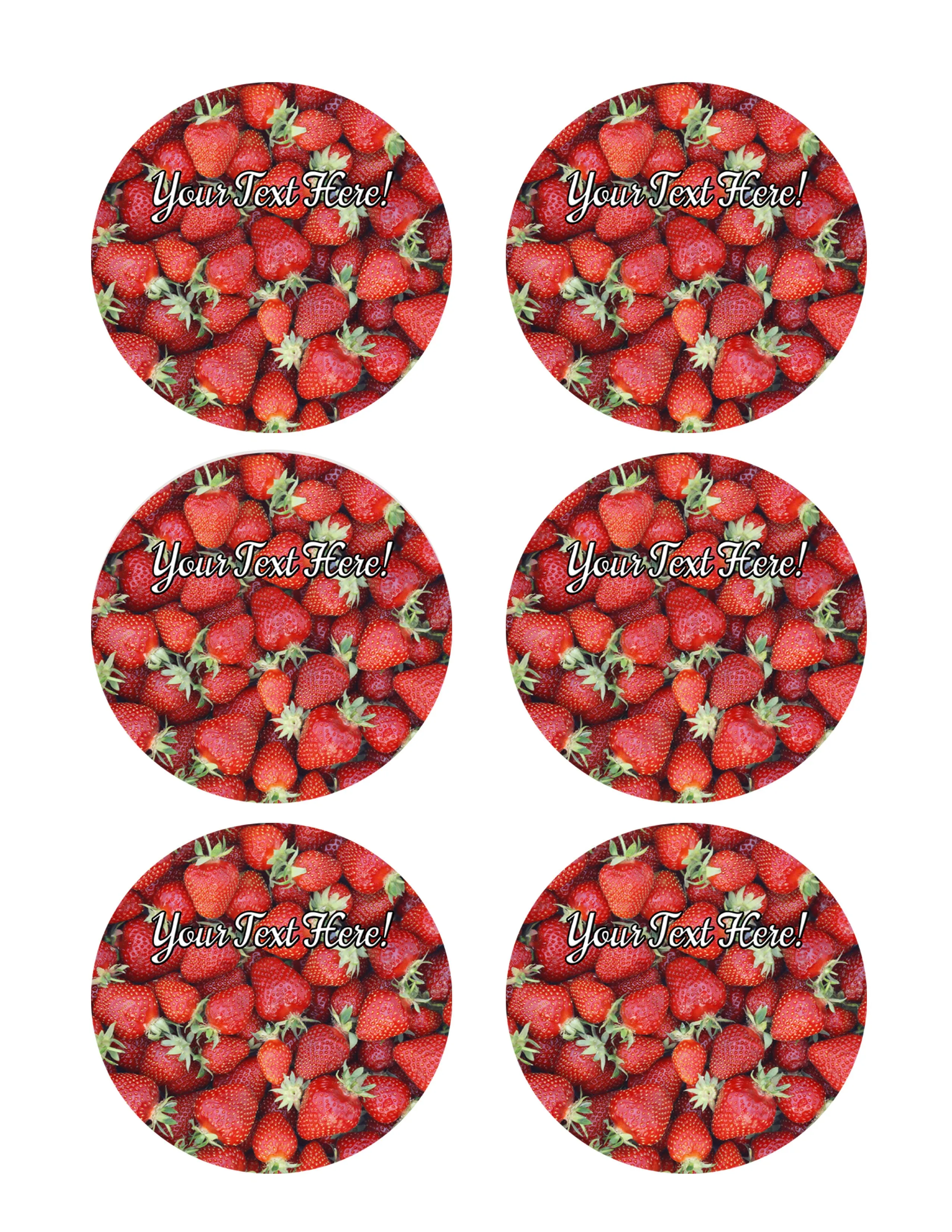 Strawberry - Edible Cake Topper, Cupcake Toppers, Strips