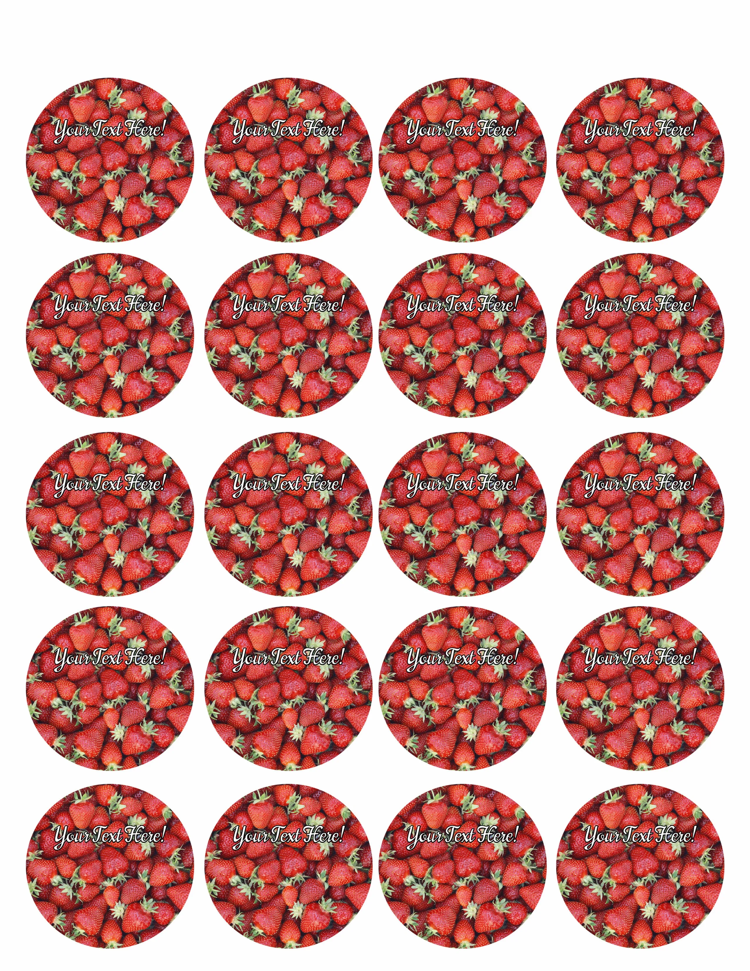 Strawberry - Edible Cake Topper, Cupcake Toppers, Strips