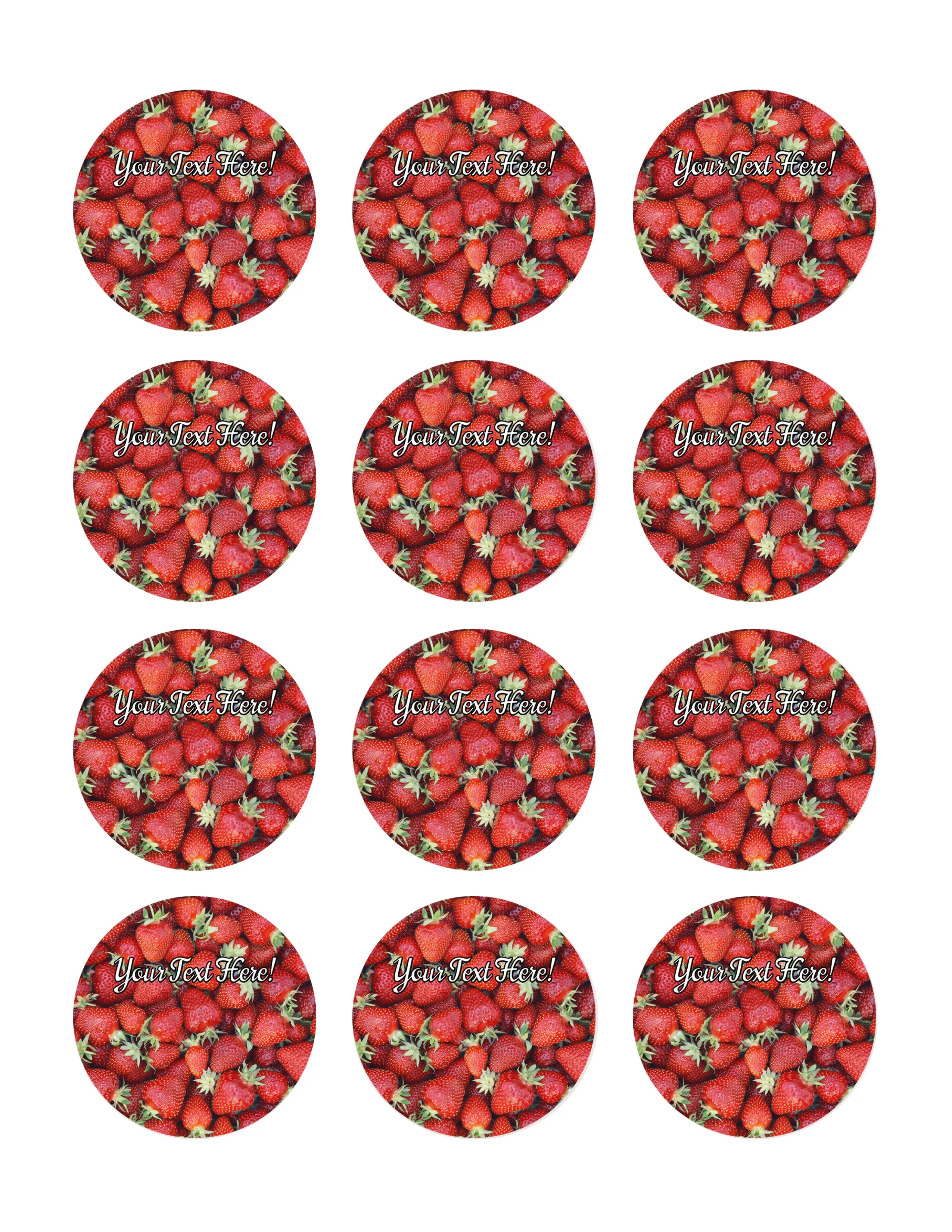 Strawberry - Edible Cake Topper, Cupcake Toppers, Strips