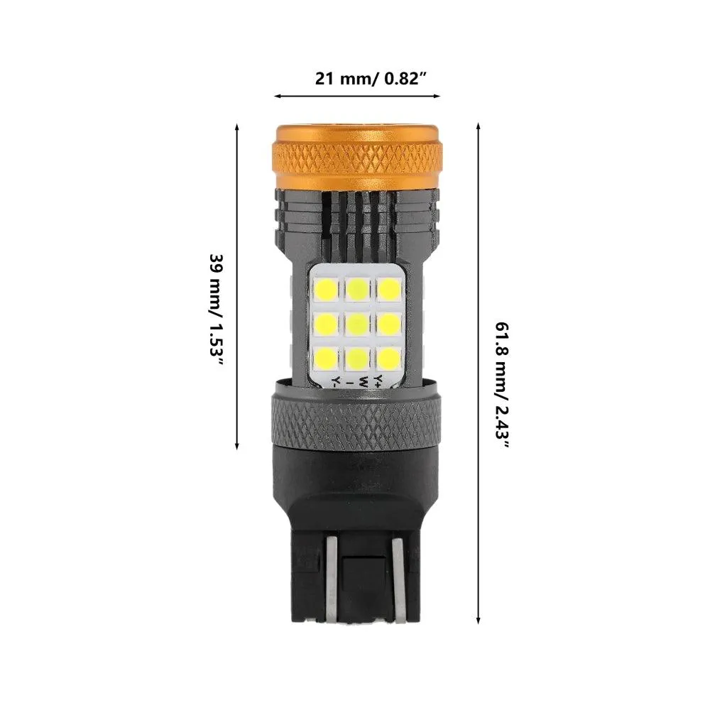 T20 7443 7440 LED Backup Reverse/Turn Signal/Brake Tail Light Bulbs 56W 600% High Brightness CAN-Bus Error Free 6500K White B21 Series | 2 Bulbs