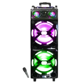 TOPTECH ACE-212: 2x12 Inch Rechargeable Bluetooth Speaker with Disco Lights