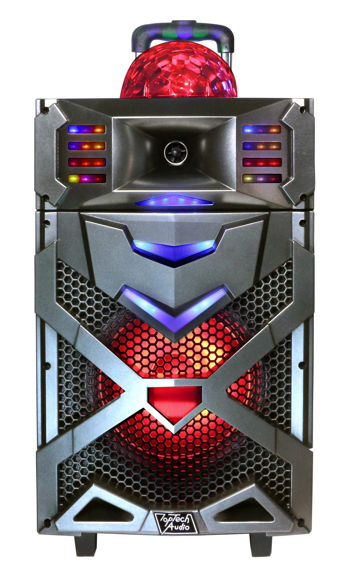 TOPTECH BALL-110 Portable 10-Inch Bluetooth Speaker with LED Lights & Wireless Mic