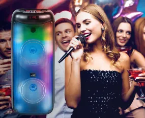 TOPTECH BLA-88 2x8" Bluetooth Party Speakers with Disco Lights, 10,000W Power, Wireless Microphone