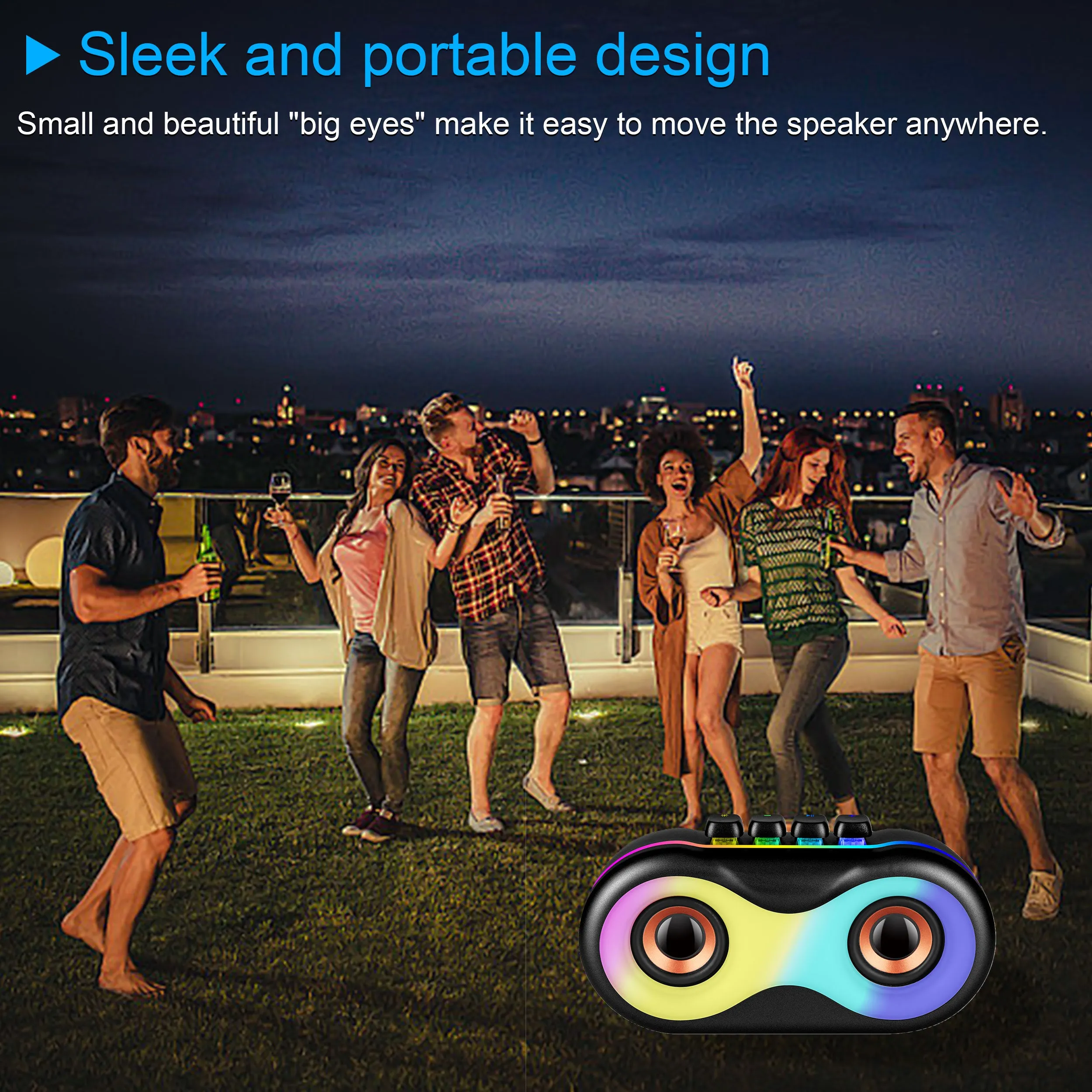 TOPTECH BRAZE-6 Dual 3" Bluetooth Speaker with LED Lights & Powerful Sound
