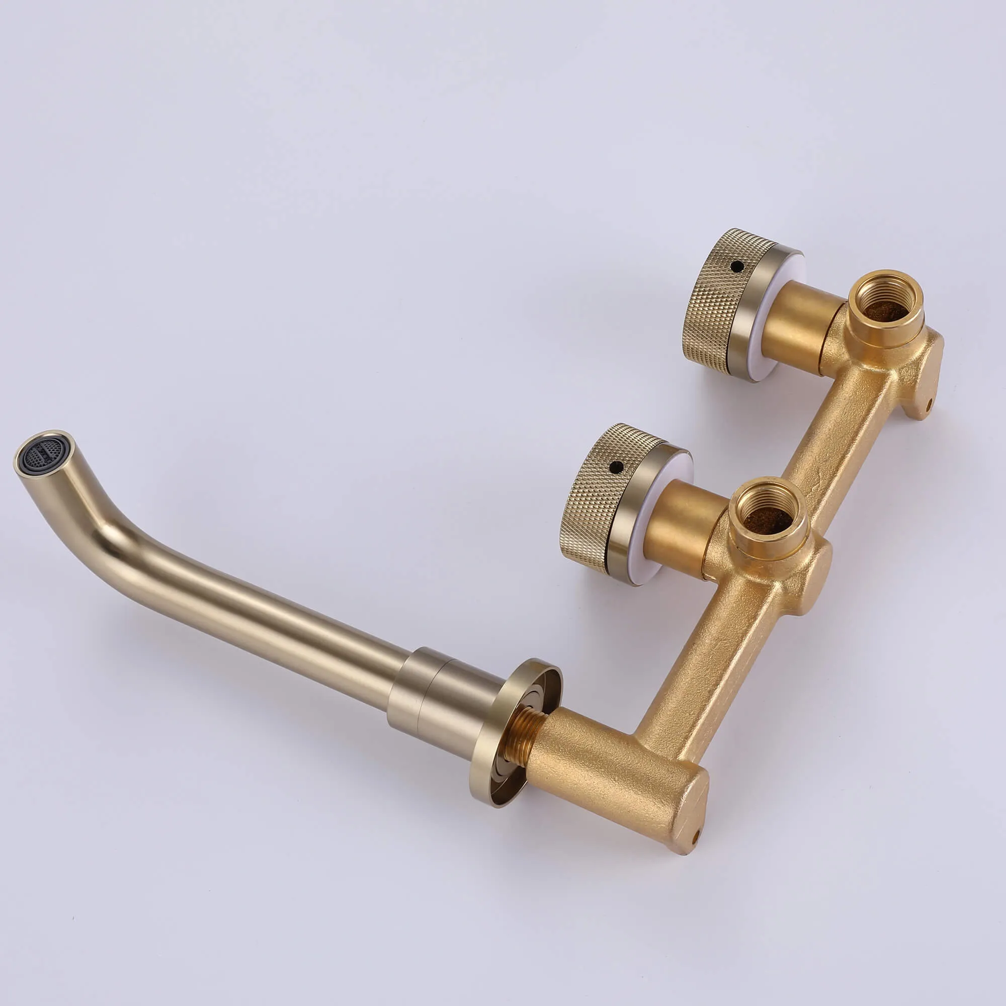 Wall Mount 2-Handle Bathroom Sink Faucet Brushed Gold AMS21524NS
