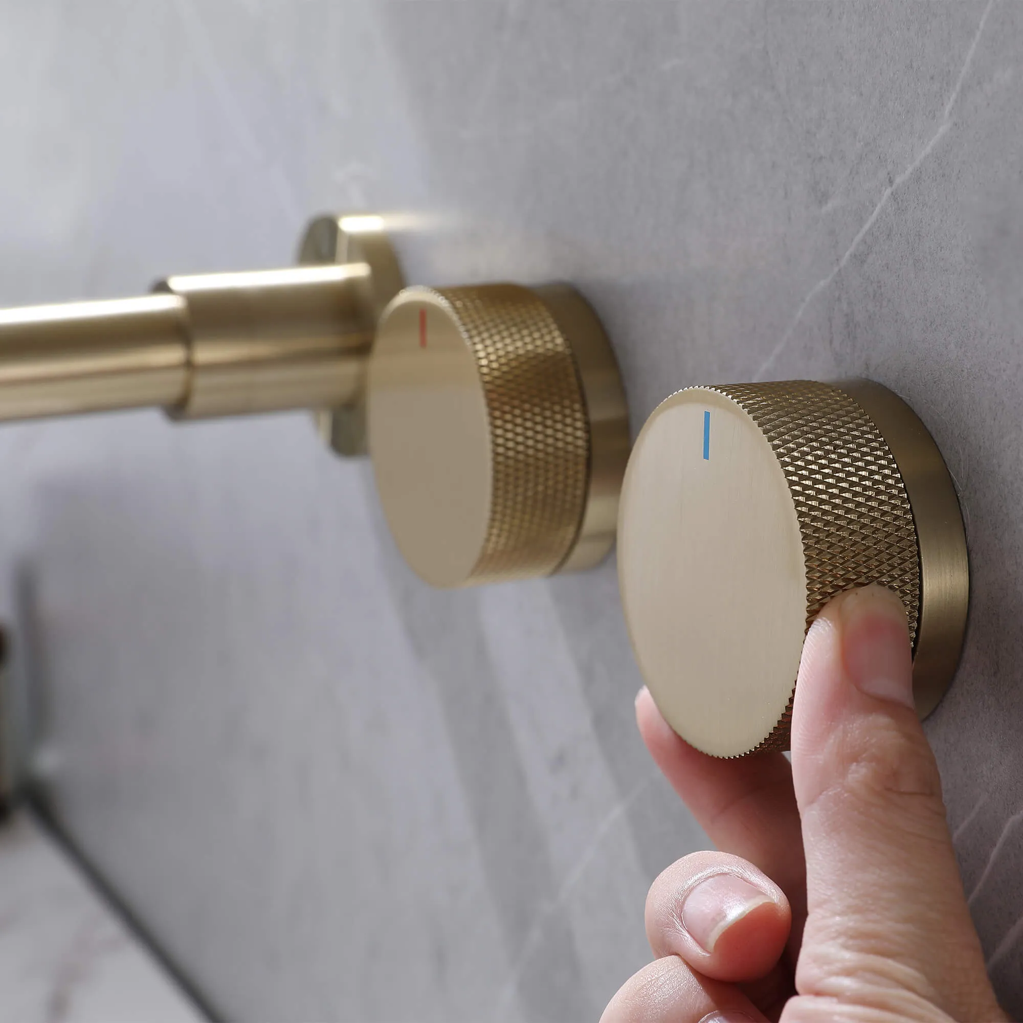 Wall Mount 2-Handle Bathroom Sink Faucet Brushed Gold AMS21524NS