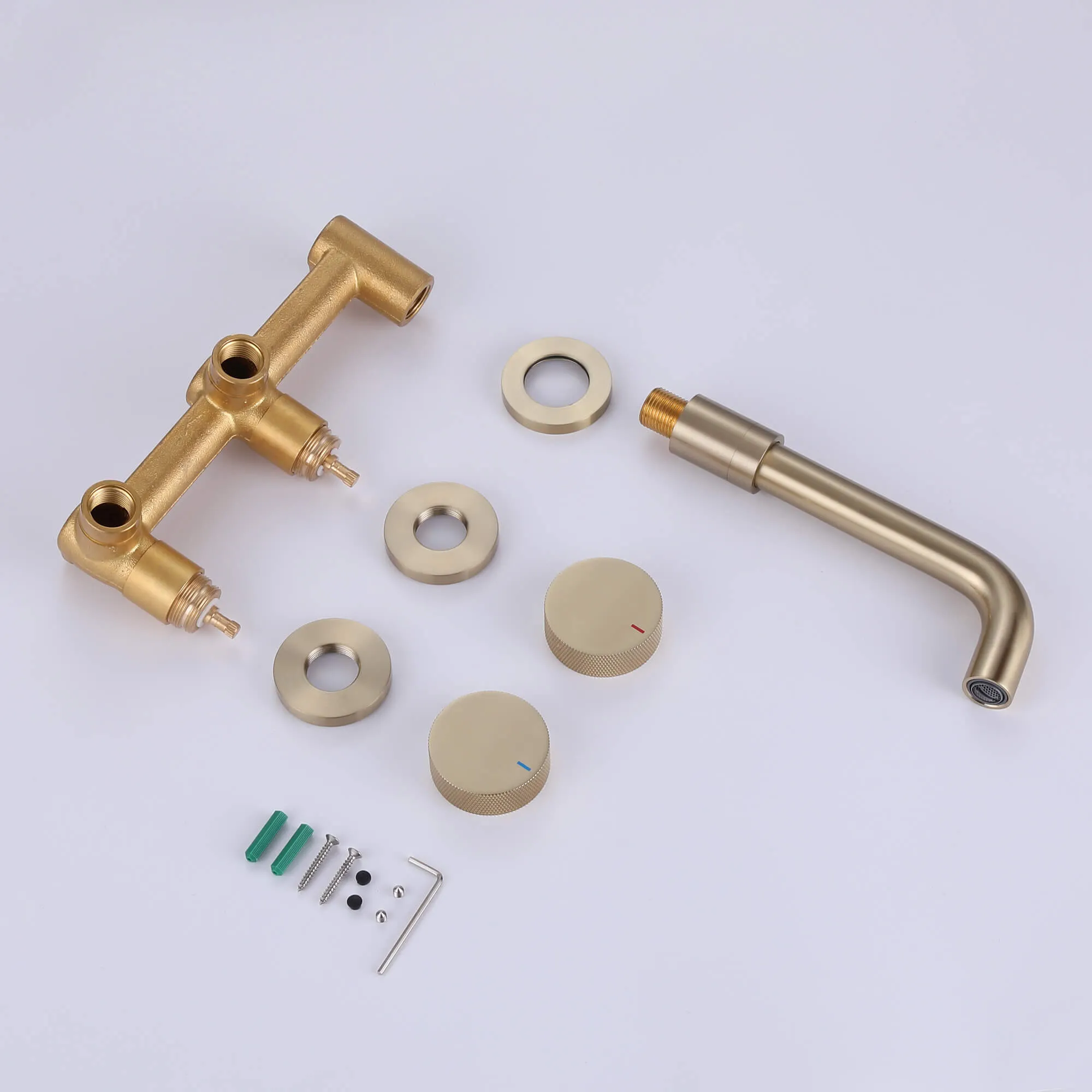 Wall Mount 2-Handle Bathroom Sink Faucet Brushed Gold AMS21524NS