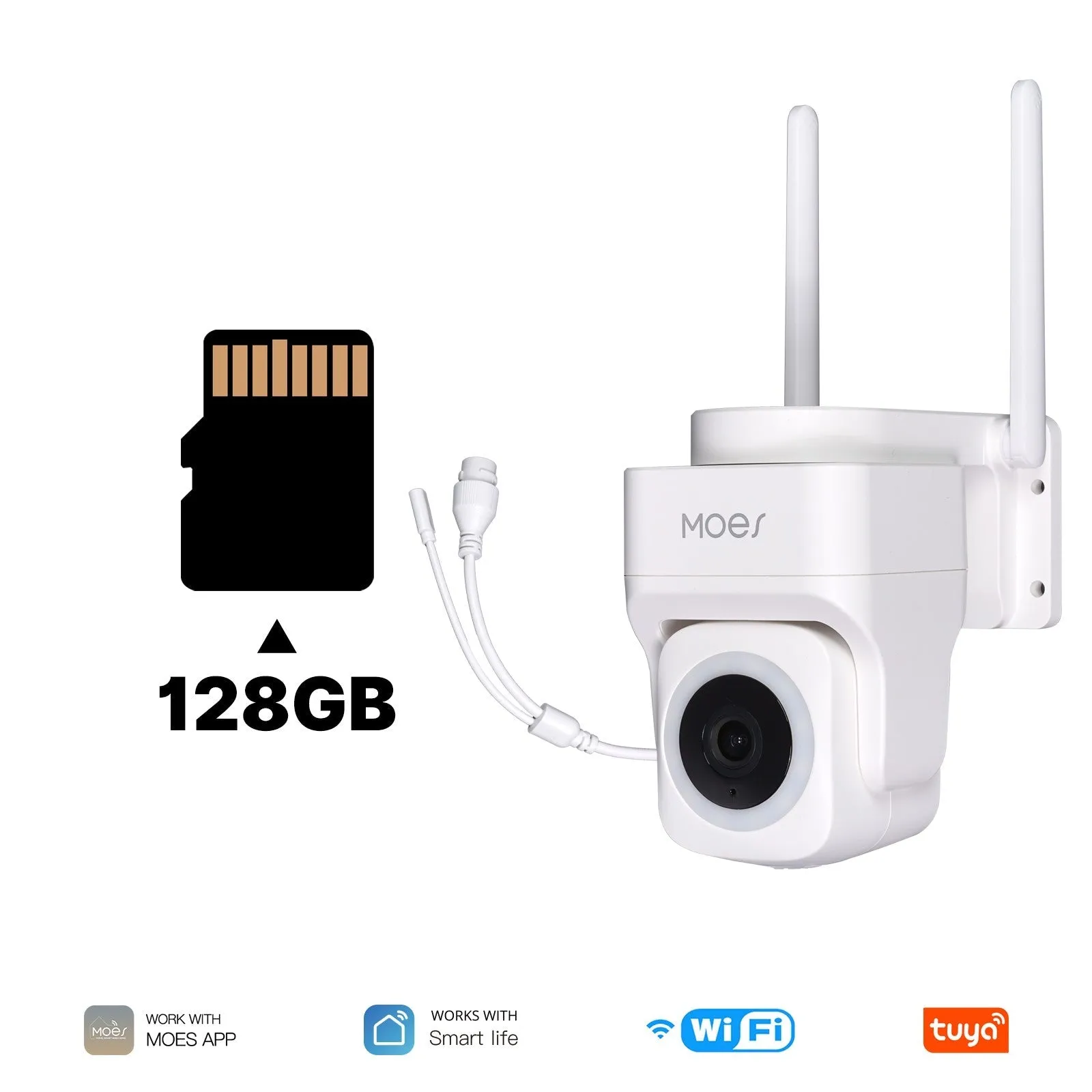 WiFi 3MP Smart Outdoor Security Camera RJ45 Network IP65 Waterproof EU Standard