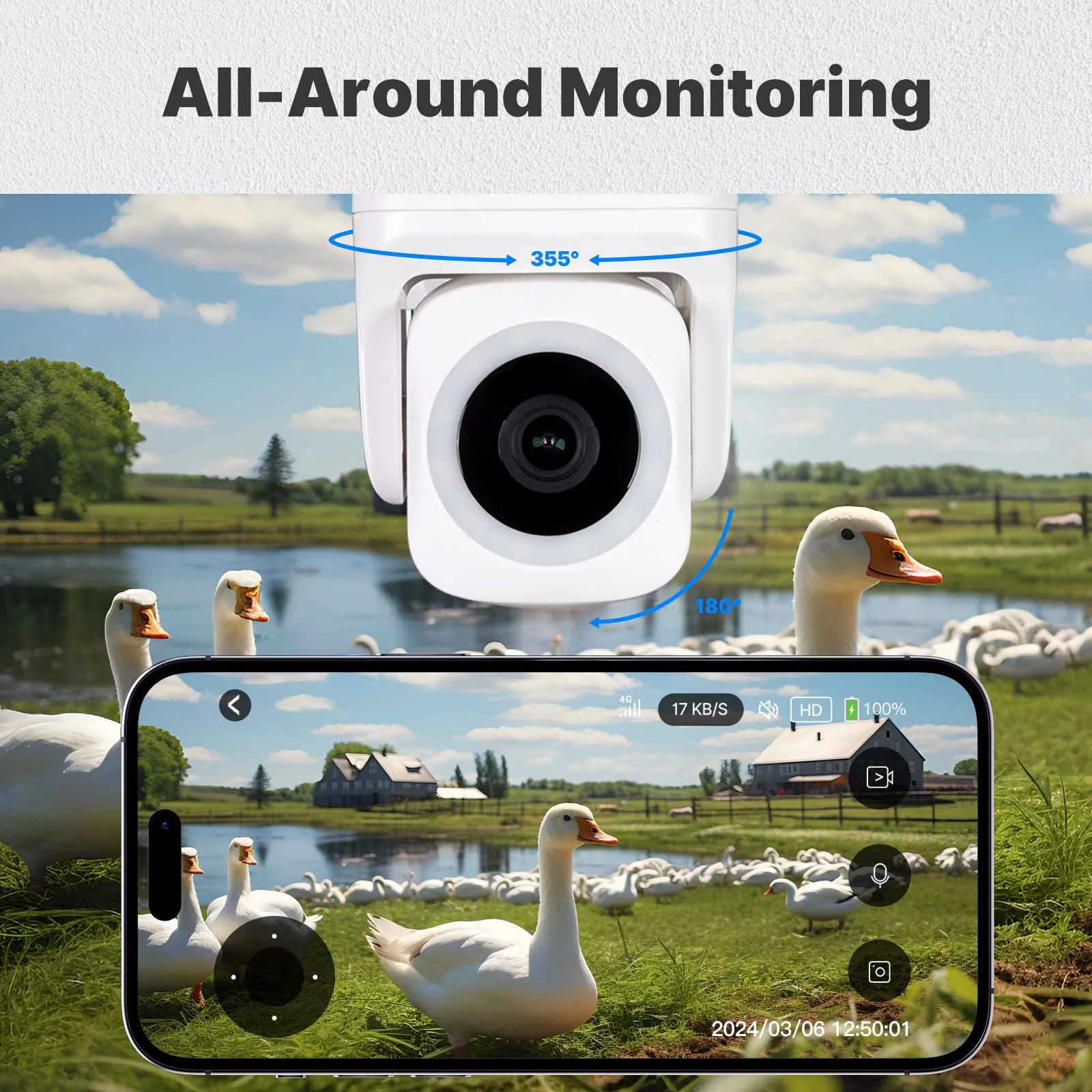 WiFi 3MP Smart Outdoor Security Camera RJ45 Network IP65 Waterproof EU Standard