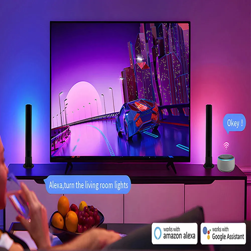 Wiscolor Tuya WiFi RGBIC LED Light Bar – Smart Music Syncing Desktop Lamp with Remote Control