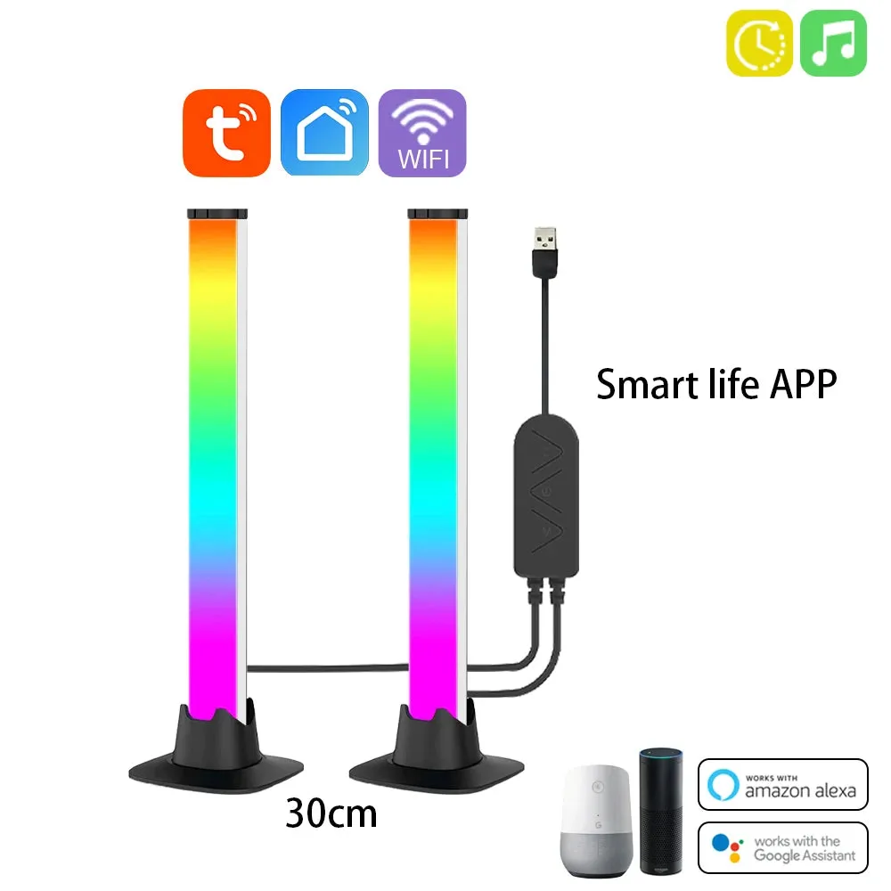 Wiscolor Tuya WiFi RGBIC LED Light Bar – Smart Music Syncing Desktop Lamp with Remote Control