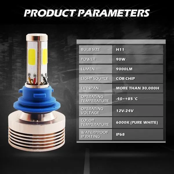 Xprite COB LED Headlight Conversion Kit 4S series - 9006/HB4 or 907/HB5 or H4 or H8/H9/H11 or H7 or H13