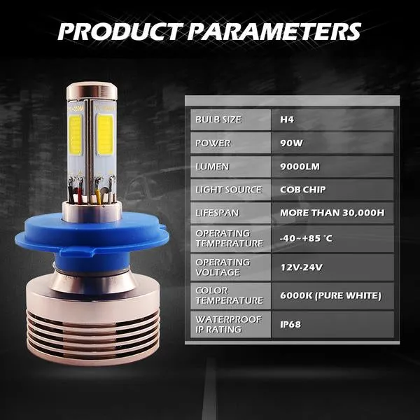 Xprite COB LED Headlight Conversion Kit 4S series - 9006/HB4 or 907/HB5 or H4 or H8/H9/H11 or H7 or H13